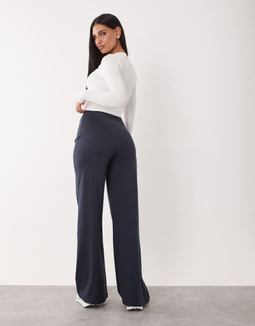 4505 Hourglass Icon soft touch high waist wide leg dance pants in midnight navy, 5 of 5