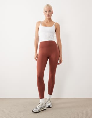 4505 Hourglass Icon Soft Touch High Waist Yoga Leggings In Brown