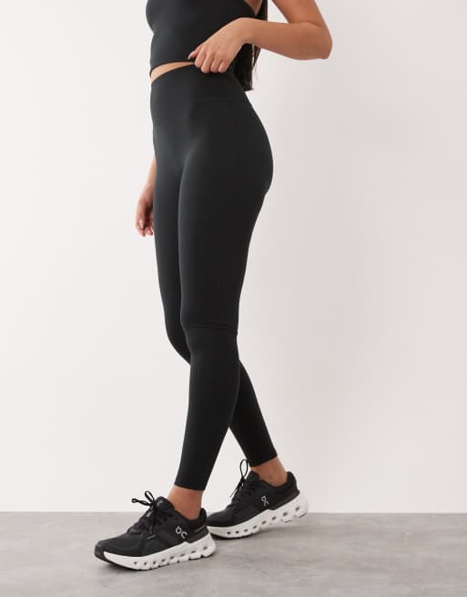4505 Hourglass Icon soft touch high waist yoga leggings in black, 2 of 4