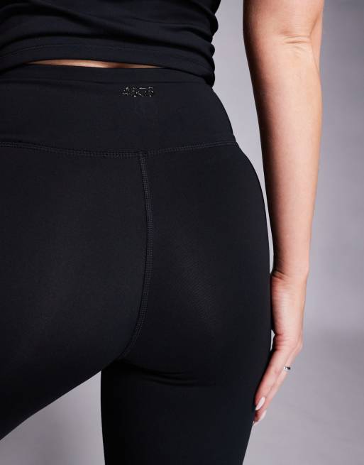 4505 Hourglass Icon soft touch wrap waist slim kick yoga leggings in black, 2 of 5