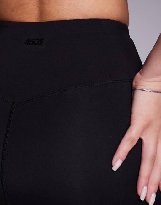 4505 Hourglass Icon soft touch wrap waist yoga leggings in black, 4 of 5