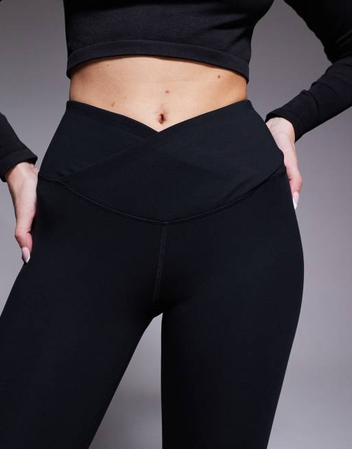4505 Hourglass Icon soft touch wrap waist yoga leggings in black, 2 of 5