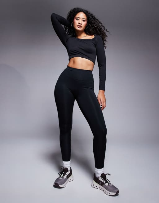 4505 Hourglass - Icon - Sorte bløde yoga-træningsleggings 