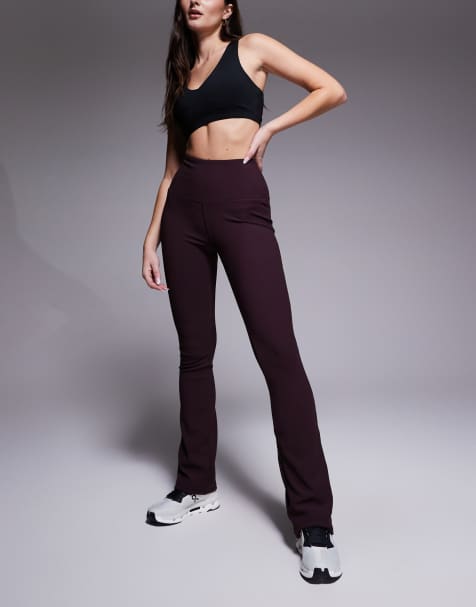 4505 Hourglass - Leggings da yoga a vita alta slim a zampa color fico a costine micro - view 1