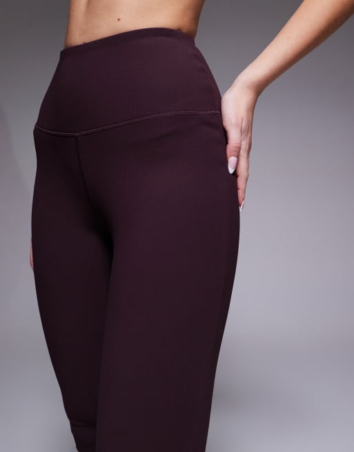 4505 Hourglass micro rib slim kick high waist yoga legging in fig, 3 of 5