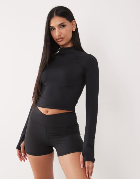 4505 Hourglass micro rib wrap waist 3 inch booty short in black - view 1