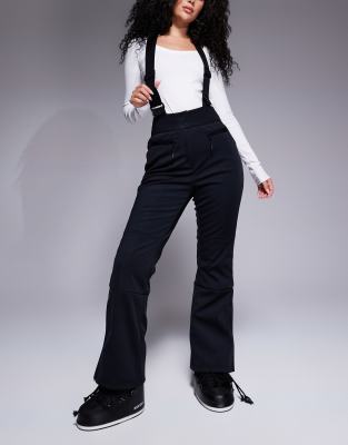 ASOS 4505 Ski & Snow 4505 Hourglass Ski soft shell water repellent kick flare ski trousers in black gloss