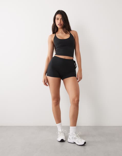 4505 Hourglass - Zachte bootyshort van 3 inch met hoge gestrikte taille in zwart - view 1