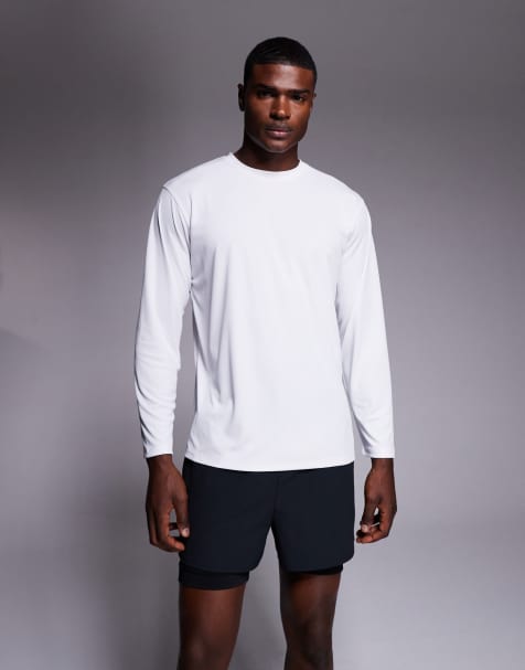 4505 - Hvid hurtigttørrende løbe-T-shirt med lange ærmer i teknisk mesh i afslappet pasform - view 1