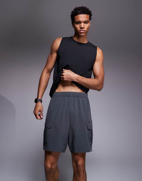 4505 Icon 18cm quick dry training cargo shorts with zip pockets in charcoal - view 1