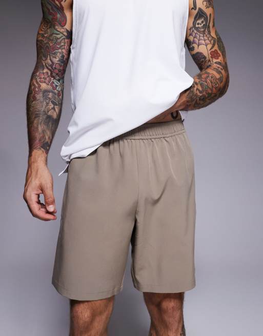 4505 Icon 18cm quick dry training shorts with zip pockets in stone grey, 4 of 5
