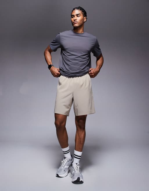 4505 Icon 18cm quick dry training shorts with zip pockets in stone, 3 of 5