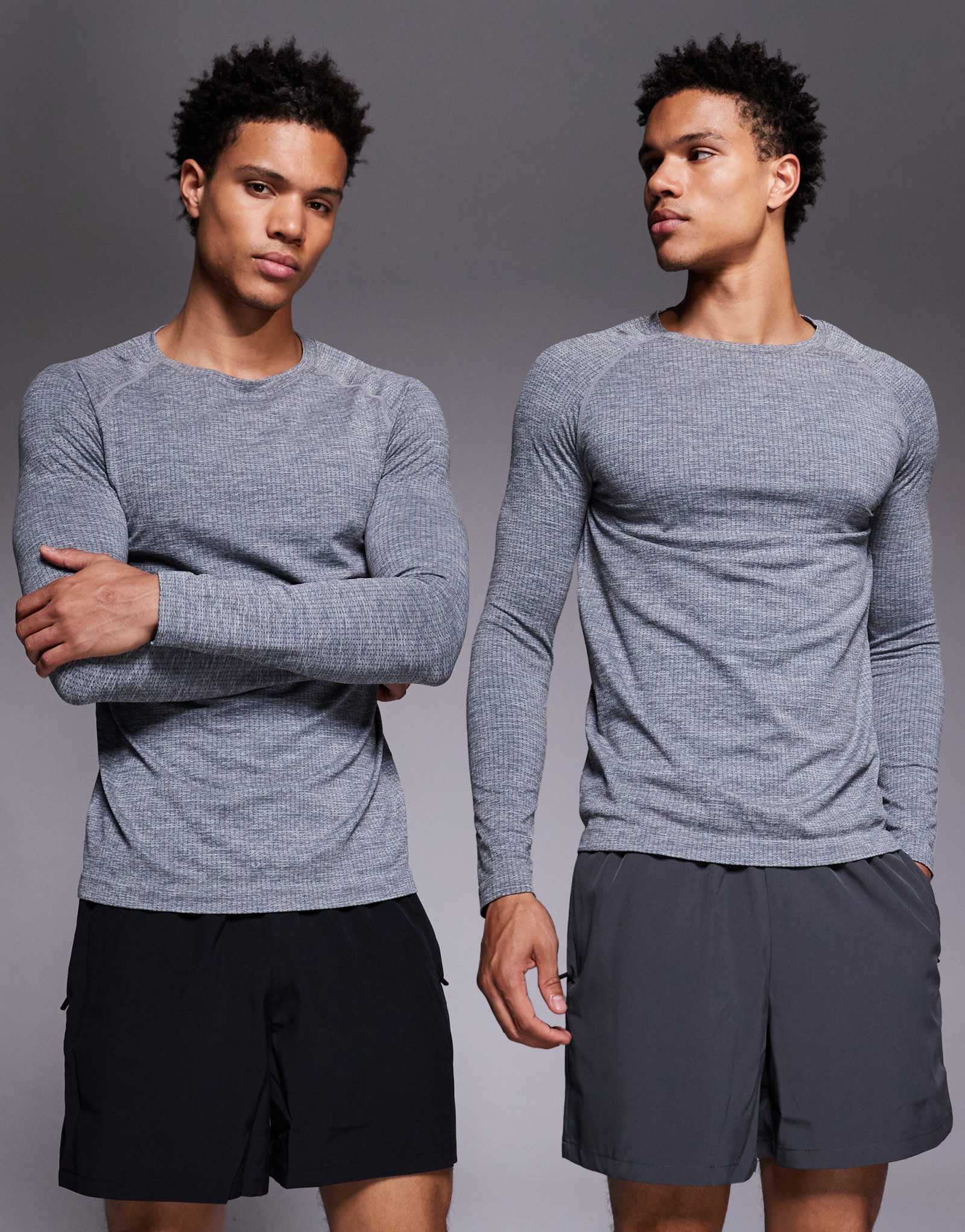 4505 Icon 2 комплекта 5-дюймовых быстросохнущих тренировочных шорт графитового и черного цвета с карманами на молнии