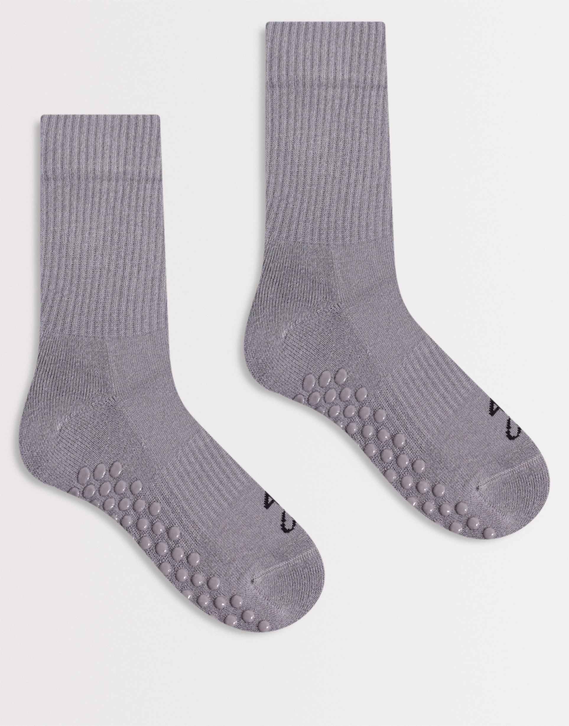 4505 icon 2 pack non slip grip pilates crew socks in ash