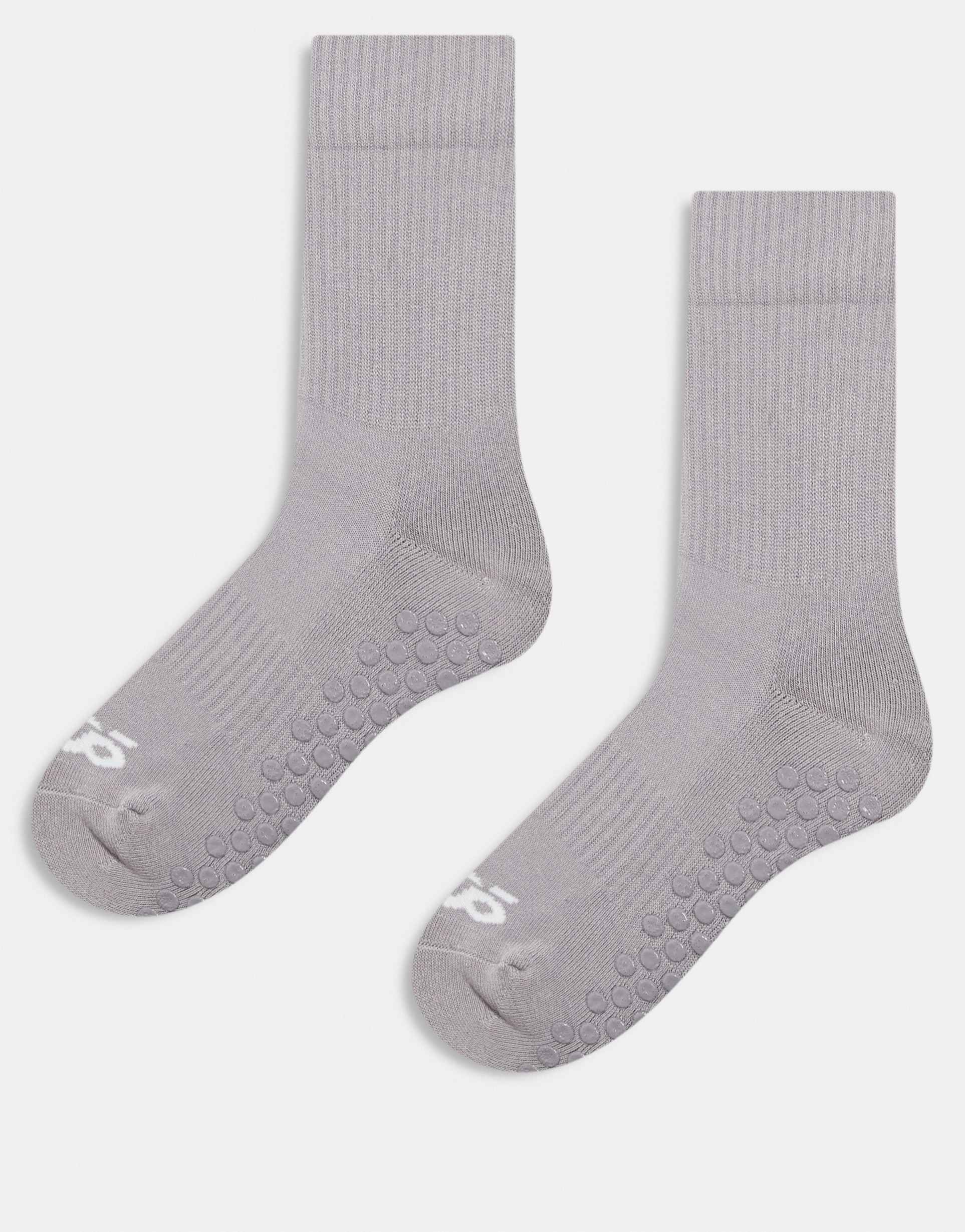 4505 icon 2 pack non slip grip pilates crew socks in mink