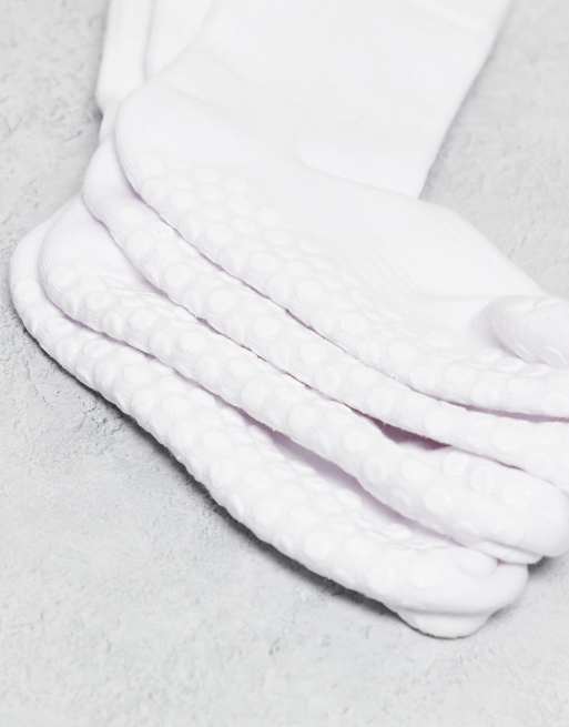 4505 Icon 2 pack non slip grip Pilates crew socks in white, 3 of 3