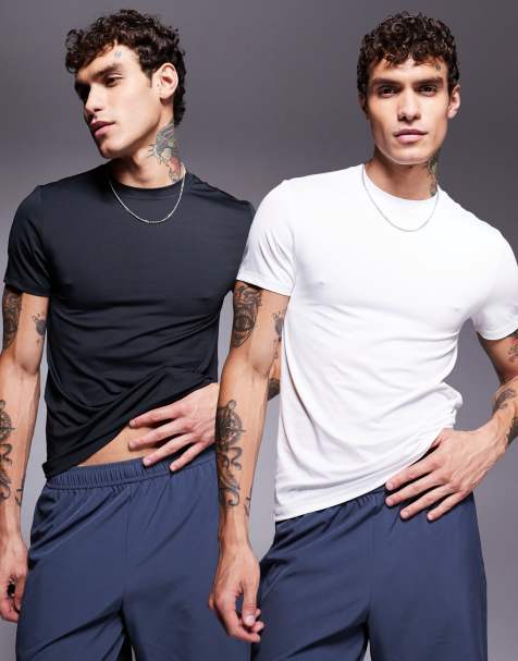 4505 – Icon – 2er-Pack körperbetonte Sport-T-Shirts aus schnell trocknendem Material in Schwarz und Weiß - view 1