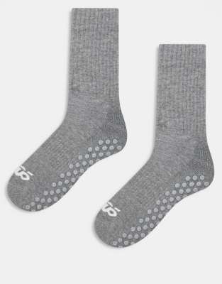 4505 - Icon - 2er-Pack rutschfeste Pilates-Socken in Grau meliert