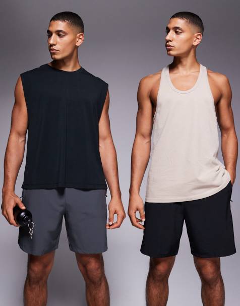 4505 – Icon – 2er-Pack schnelltrocknende Sport-Shorts in Schwarz und Anthrazit mit Reißverschlusstaschen, 18 cm Schrittlänge - view 1