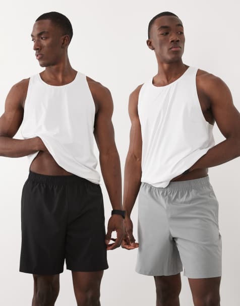 4505 – Icon – 2er-Pack schnelltrocknende Sport-Shorts in Schwarz und kühlem Grau mit Reißverschlusstasche, 13 cm Schrittlänge - view 1