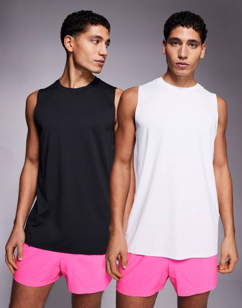 4505 – Icon – 2er-Packs Sport-Tanktops aus schnelltrocknendem Netzstoff in Schwarz und Weiß - view 1