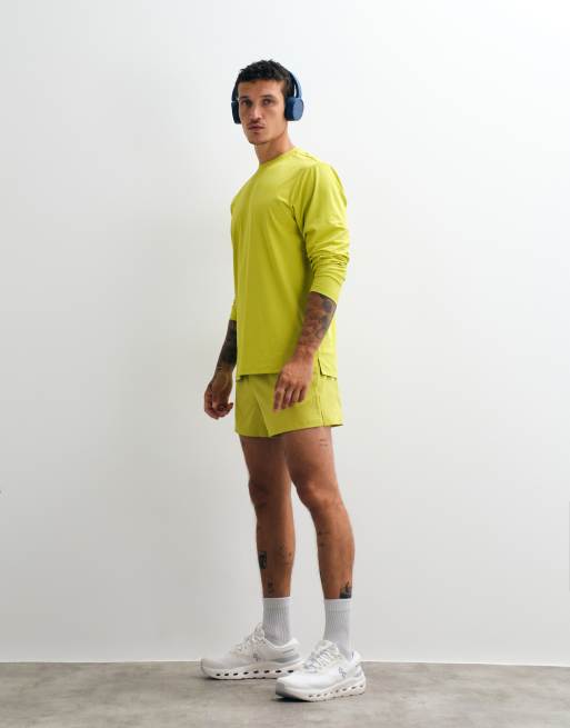 4505 Icon quick dry mesh training vest with racer back and  Icon 3 inch quick dry running shorts in apple green, 2 av 2