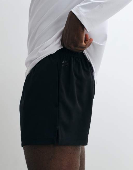 4505 Icon 3 inch quick dry running shorts with back phone pocket in black, 2 of 5