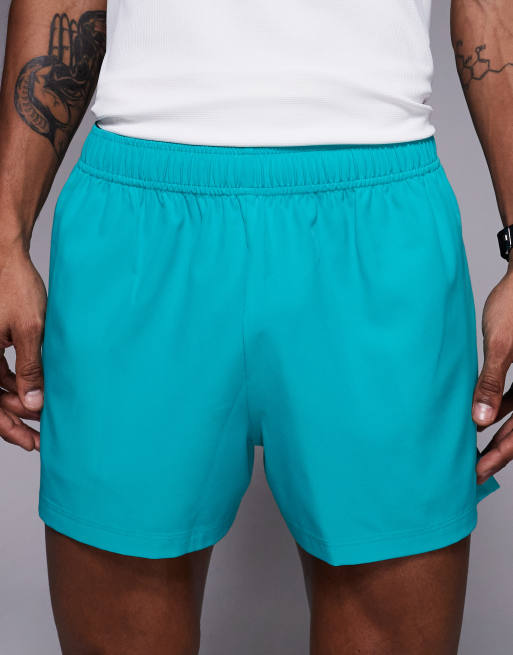 4505 Icon 3 inch quick dry running shorts with back phone pocket in bright turquoise, 4 of 5
