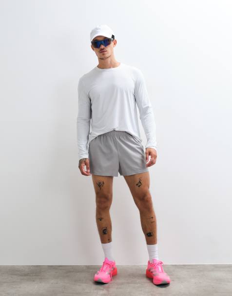 4505 Icon 3 inch quick dry running shorts with back phone pocket in light gray - view 1
