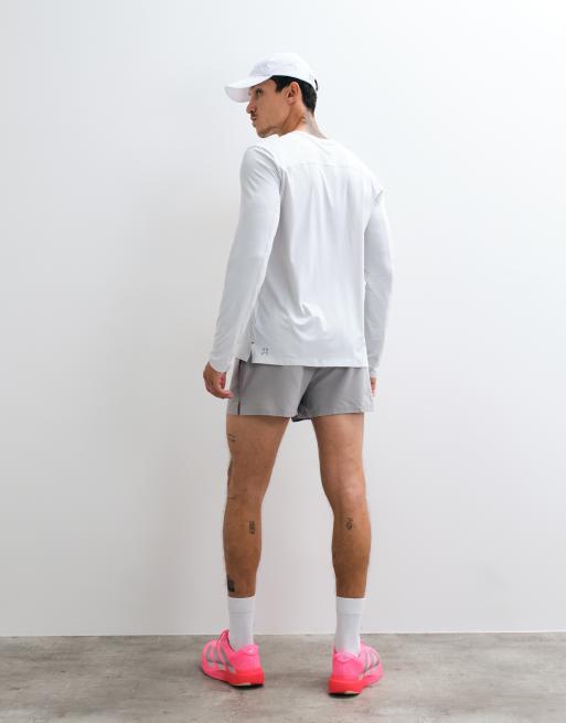 4505 Icon 3 inch quick dry running shorts with back phone pocket in light gray, 4 of 5