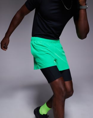 4505 Icon 3 Inch Quick Dry Running Shorts With Back Phone Pocket In Green