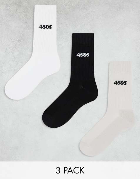 4505 Icon 3 pack anti bacterial athletic crew socks in black, white and gray - view 1