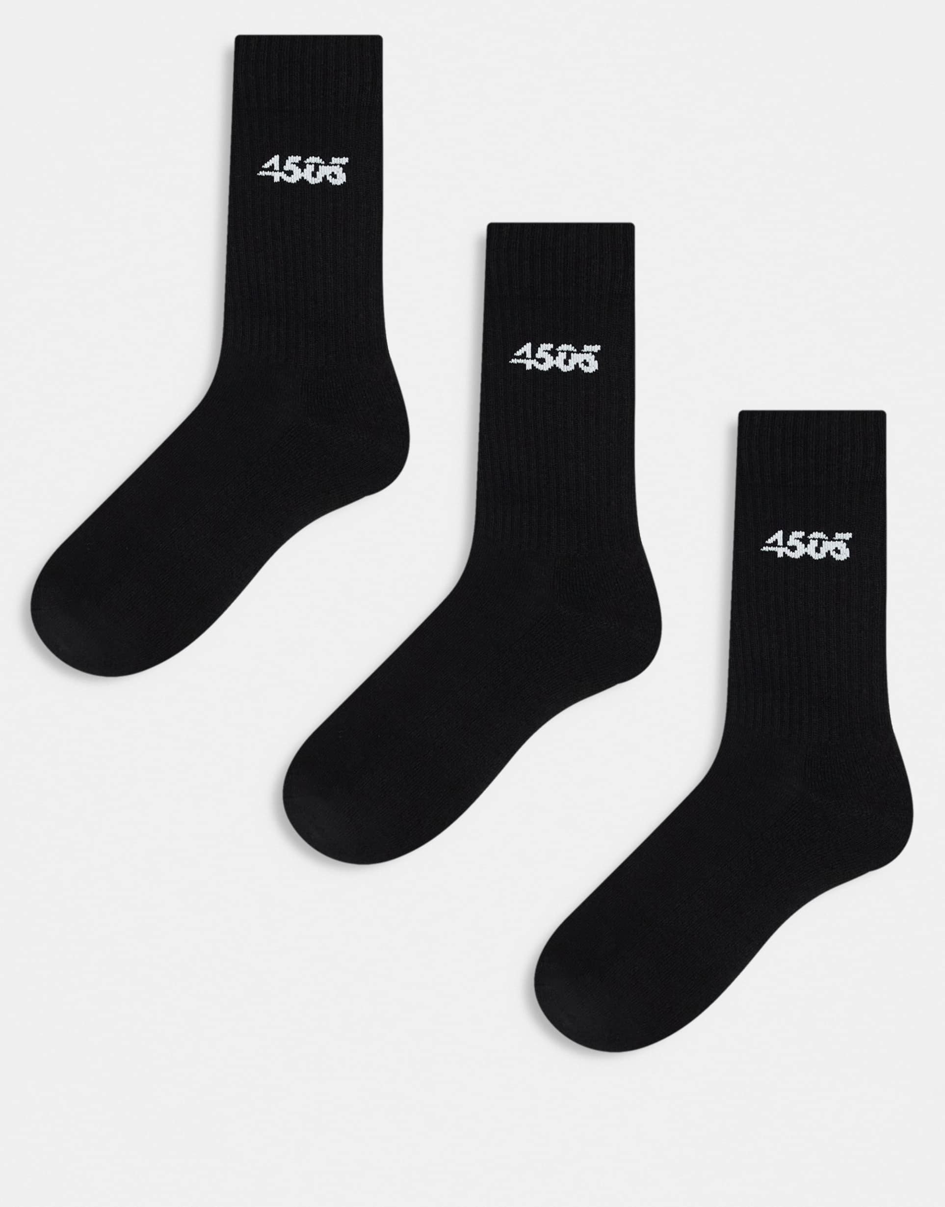 4505 icon 3 pack anti bacterial athletic crew socks in black