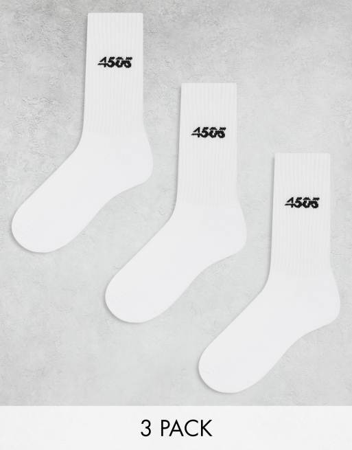 4505 Icon 3 pack anti bacterial athletic crew socks in white 