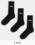 [ASOS] 4505 Icon 3 pack anti bacterial crew sport socks in black XL Black