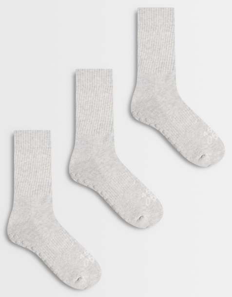 4505 Icon 3-pack halkfria Pilates-strumpor med skaft i ljusgrå melerad - view 1