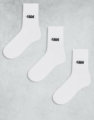 4505 - Icon - 3er-Pack schnell trocknende Crew-Sportsocken in Weiß