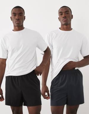 4505 Icon 5 inch quick dry training shorts with zip pockets 2 pack in black and dark navy