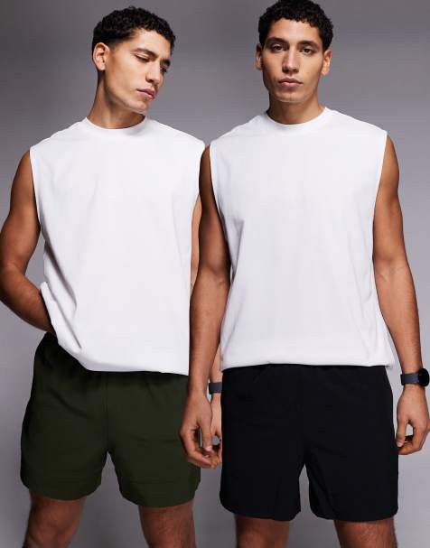 4505 Icon 5 inch quick dry training shorts with zip pockets 2 pack in black and khaki