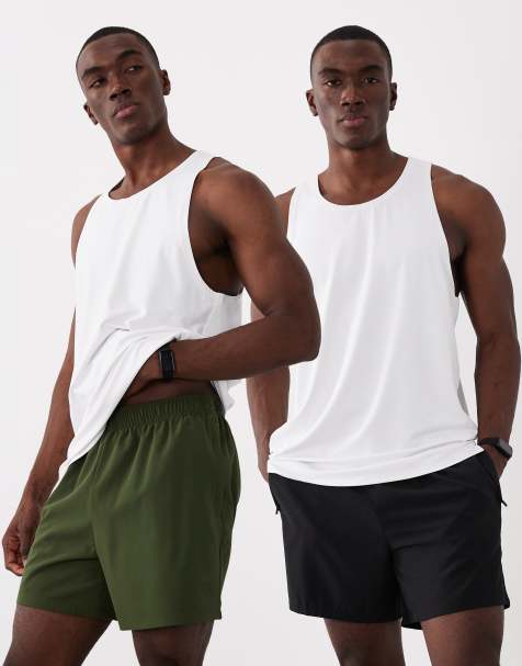 4505 Icon 5 inch quick dry training shorts with zip pockets 2 pack in black and khaki - view 1