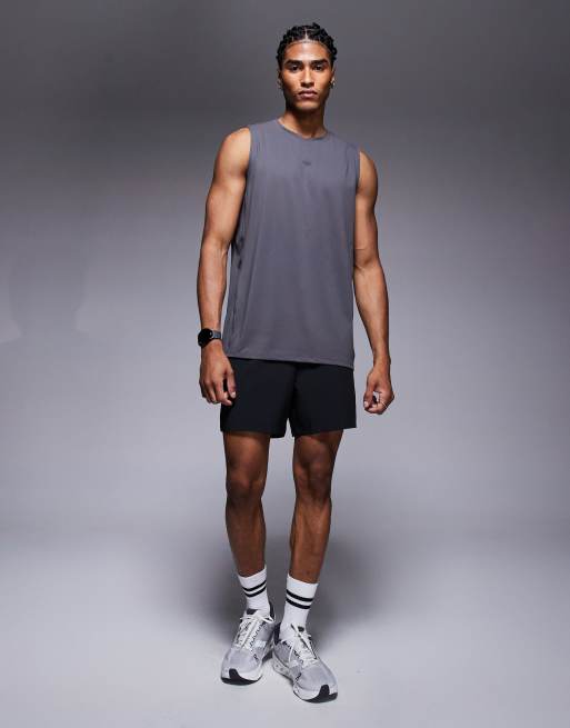 4505 Icon 5 inch quick dry training shorts with zip pockets 2 pack in black and stone