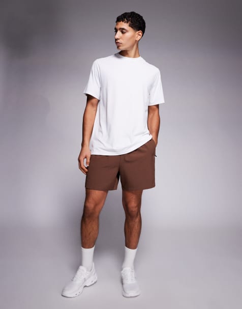 4505 Icon 5 inch quick dry training shorts with zip pockets in brown