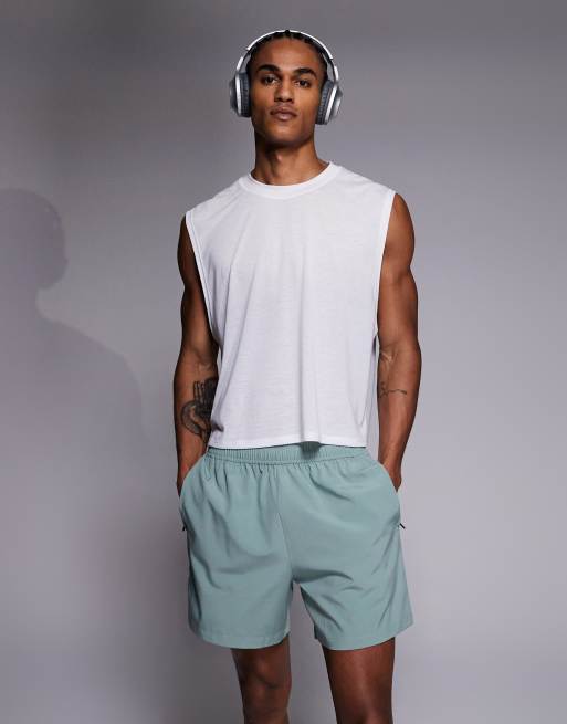 4505 Icon 5 inch quick dry training shorts with zip pockets in jade green, 3 of 5