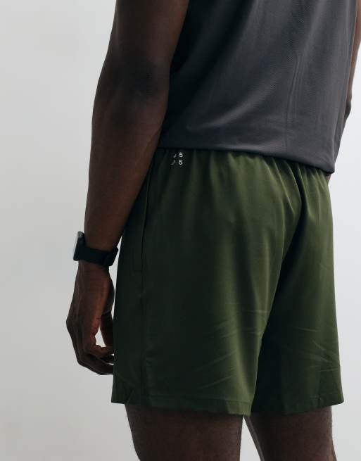 4505 Icon 5 inch quick dry training shorts with zip pockets in khaki green, 5 of 5