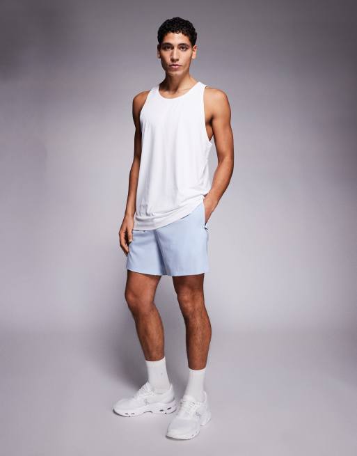 4505 Icon 5 inch quick dry training shorts with zip pockets in light blue, 2 of 5