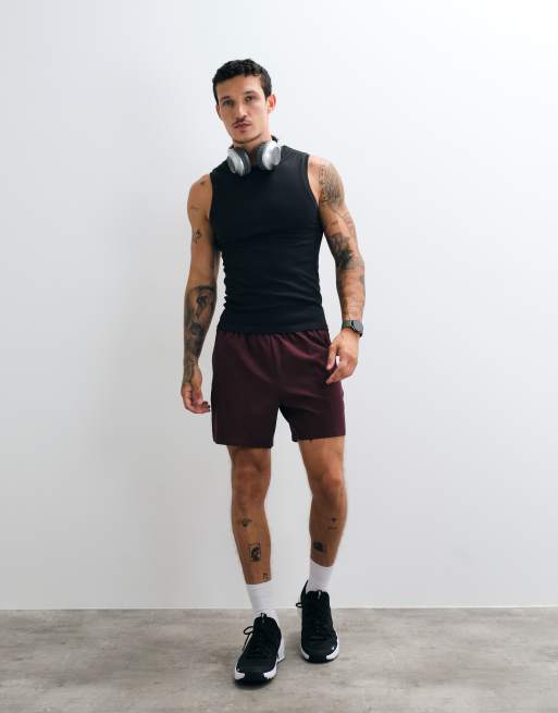 4505 Icon 5 inch quick dry training shorts with zip pockets in maroon, 3 of 5
