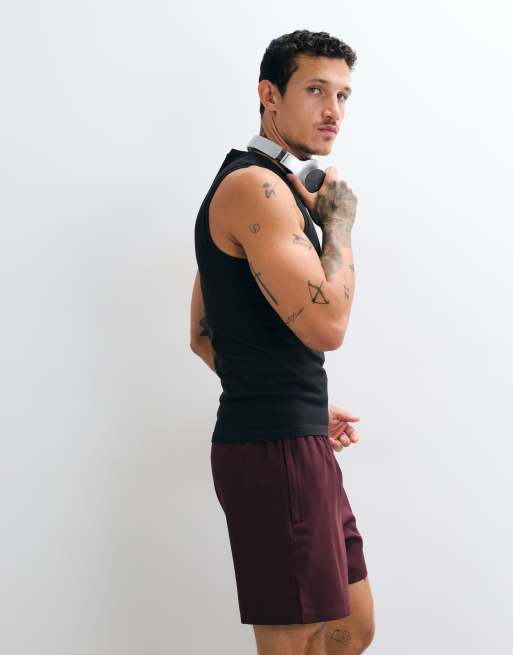 4505 Icon 5 inch quick dry training shorts with zip pockets in maroon, 5 of 5