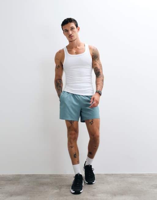 4505 Icon 5 inch quick dry training shorts with zip pockets in oil blue, 3 of 5