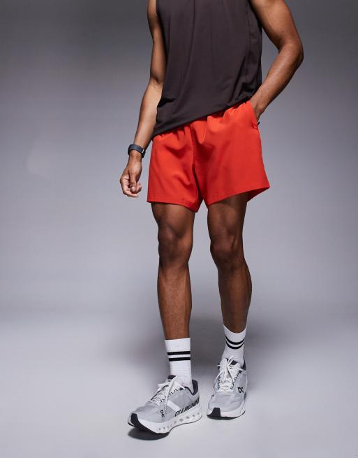 4505 Icon 5 inch quick dry training shorts with zip pockets in red, 3 of 5