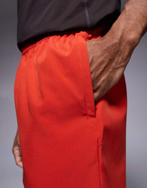 4505 Icon 5 inch quick dry training shorts with zip pockets in red, 5 of 5